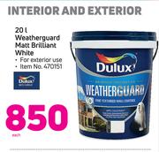 Dulux 20Ltr Weatherguard Matt Brilliant White-Each