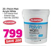 Plascon 20Ltr Polvin Matt Acrylic White-Each