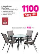 Out & About 4 Seater Brown Glass Table