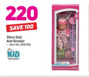 Kid Connection 30cm Doll And Stroller