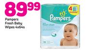 Pampers Fresh Baby Wipes 4 x 64's