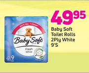 Baby Soft Toilet Rolls 2 Ply White-9's