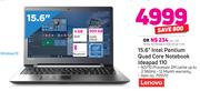 Lenovo 15.6" Intel Pentium Quad Core Notebook Ideapad 110