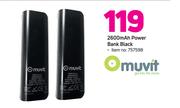 Muvit 2600 mAh Power Bank (Black)-Each