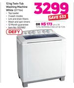 Defy 13 kg Twin-Tub Washing Machine White DTT164