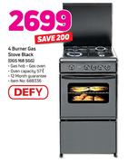 Defy 4 Burner Gas Stove (Black) DGS 168 SGG