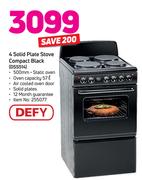 Defy 4 Solid Plate Stove Compact (Black) DSS514