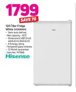 Hisense 120Ltr Bar Fridge (White) H120RWH