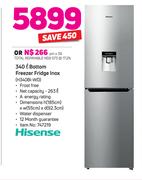Hisense 340Ltr Bottom Freezer Fridge Inox H340BI-WD