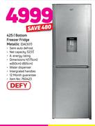 Defy 425Ltr Bottom Freezer Fridge (Metallic) DAC617