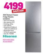 Hisense 359Ltr Bottom Freezer Fridge (Metallic) H359BME