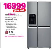 LG 600Ltr Side By Side Freeze Fridge (Silver) GS-L247SLUVA