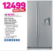 Samsung 660Ltr Side By Side  Fridge With Water Dispenser (Metallic) RSA1WHMG1XFA