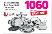 Tissolli 21 Piece Stainless Steel Crown Solid Lids Pot Set-Per Set