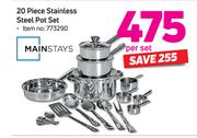 Mainstays 20 Piece Stainless Steel Pot Set-Per Set