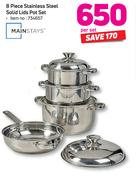 Mainstays 8 Piece Stainless Steel Solid Lids Pot Set-Per Set