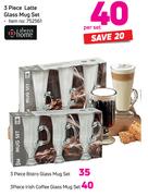 Always Home 3 Piece Latte Glass Mug Set-Per Set