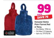 Always Home Hotwater Bottle Plain Flannel (Red Or Navy)-Each