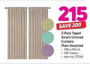 2 Pack Taped Kirsch Unlined Curtains Plain Assorted