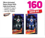 Adventure Wheels 38Cm Animated Space Robot With Light And Sound-Each