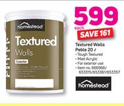 Homestead Textured Walls Peble 20Ltr-Each