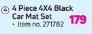 Moto 4 Piece 4 x4 Black Car Mat Set