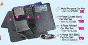 Moto 4 Piece 4 x4 Black Car Mat Set