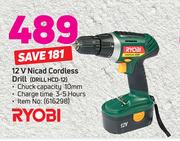 Ryobi 12 V Nicad Cordless Drill Drill HCD-12