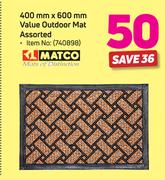 Matco 400mm x 600mm Value Outdoor Mat Assorted