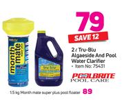 Poolbrite 2Ltr Tru- Blu Algaeside And Pool Water Clarifier
