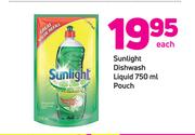 Sunlight Dishwash Liquid Pouch 750ml-Each