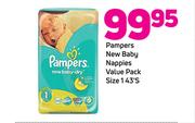 Pampers New Baby Nappies Value Pack Size-143's