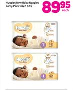 Huggies New Baby Nappies Carry Pack Size 142's-Each