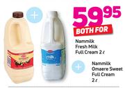 Nammilk Fresh Milk Full Cream 2Ltr With Nammilk Omaere Sweet Full Cream 2Ltr-For Both