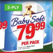 Baby Soft 2 Ply Toilet Rolls-18's Per Pack