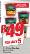 Rhodes Jam In Cup Assorted-5 x 290g