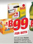 Selati Sucralose Sweetener Tablets 400 Per Pack & 100 Per Pack Selati Sweetener Stick-For Both