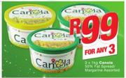 Canola 50% Fat Spread/Margarine Assorted-3 x 1Kg