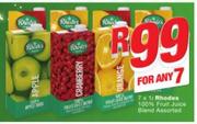 Rhodes 100% Fruit juice Blend Assorted-7 x 1Ltr