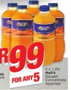 Hall's Squash Concentrate Assorted-5 x 1.25Ltr