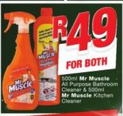 Mr Muscle All Purpose Bathroom Cleaner 500ml & Mr Muscle Kitchen Cleaner 500ml-For Both
