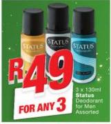 Status Deodorant For Men Assorted-3 x 130ml