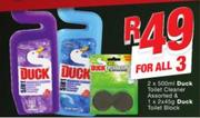Duck Toilet Cleaner 2 x 500ml & Duck Toilet Block 1 x 2x45g-For All 3