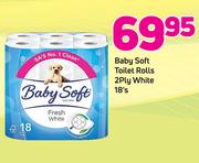 Baby Soft Toilet Rolls 2Ply White 18's