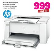HP M102A Mono Single Function Printer