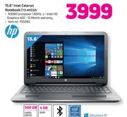 HP 15.6" Intel Celeron Notebook 15-AY032