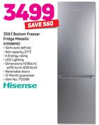 Hisense 359L Bottom Freezer Fridge (Metallic) H359BME 
