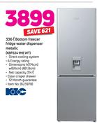 Kic 336L Bottom Freezer Fridge With Water Dispenser (Metallic) KBF634 1ME WT