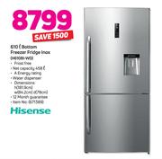 Hisense 610L Bottom Freezer Fridge Inox H610BI-WD