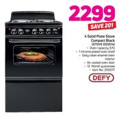 Defy 4 Solid Plate Stove Compact (Black) STOVE DSS514